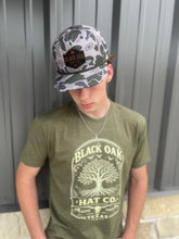 Black Oak Leather Patch on Richardson Snapback 256P Gramps Cap/Marsh Duck Camo