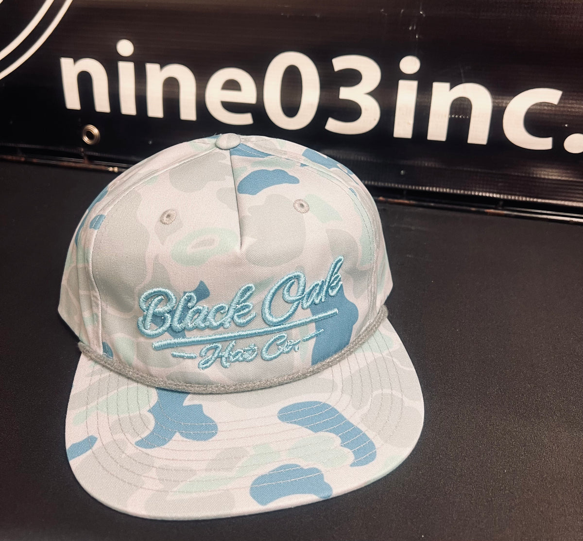 Black Oak 3D Puff on Richardson Snapback 256P Gramps Cap/Saltwater Duck Camo/Charcoal