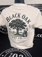 Black Oak Golf on white tee