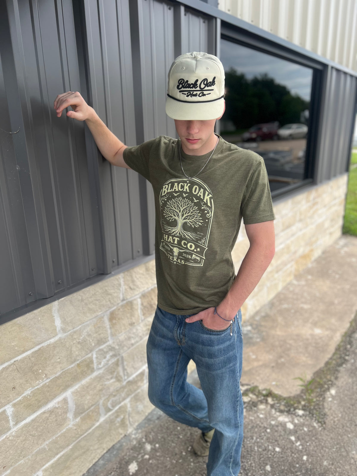 Black Oak 3D Puff on Richardson Snapback 256 Birch(cream)/Black