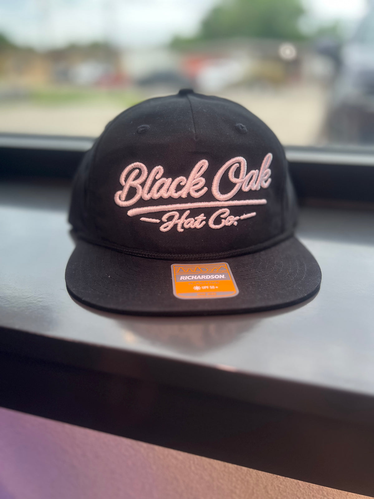 Black Oak 3D Puff on Richardson Snapback 256 Black/Black with white embroidery