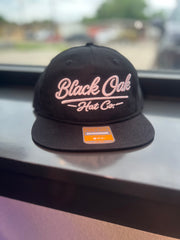 Black Oak 3D Puff on Richardson Snapback 256 Black/Black with white embroidery