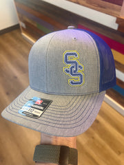 SS link embroidered on R112 Royal/heather grey